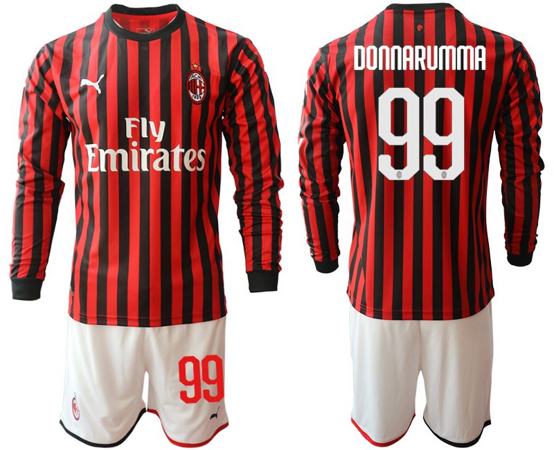 Men 2019-2020 club AC milan home long sleeve #99 red Soccer Jerseys